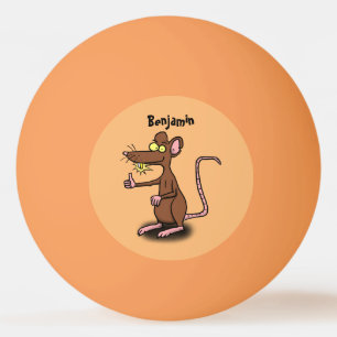 Cute brown rat duikt op cartoon pingpongballen
