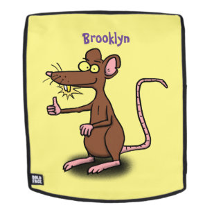 Cute brown rat duikt op cartoon rugtassen