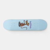 Cute brown rat duikt op cartoon skateboard (Horizontaal)