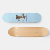 Cute brown rat duikt op cartoon skateboard (Horizontaal)