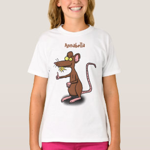 Cute brown rat duikt op cartoon t-shirt