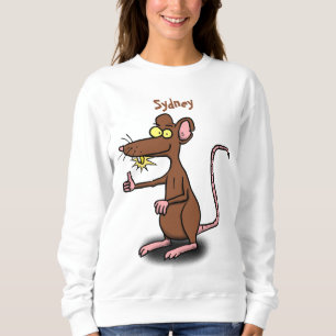 Cute brown rat duikt op cartoon trui