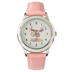 Cute Brown-sleuf ondersteboven Horloge