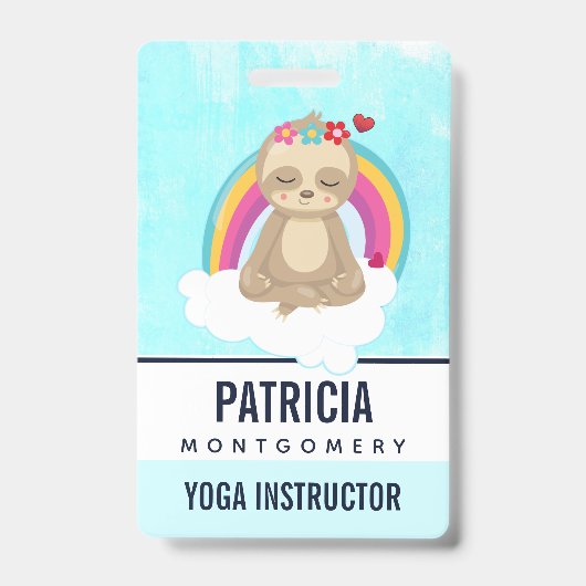 Cute Brown Sloth, Meditating on a Cloud Badge (Voorkant)