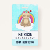Cute Brown Sloth, Meditating on a Cloud Badge (Voorkant)