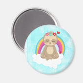 Cute Brown Sloth, Meditating on a Cloud Magneet (Voorkant / Achterkant)