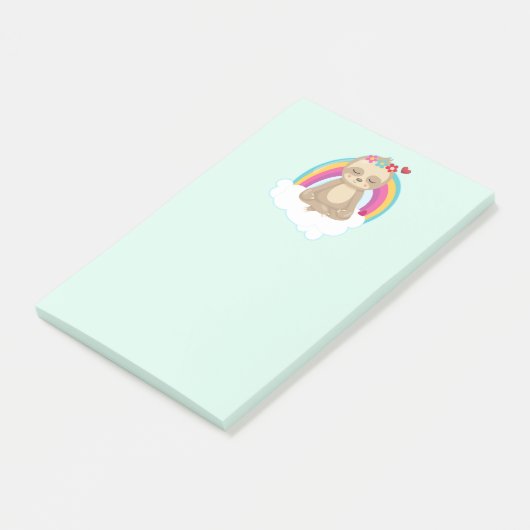 Cute Brown Sloth, Meditating on a Cloud Post-it® Notes (Schuin)