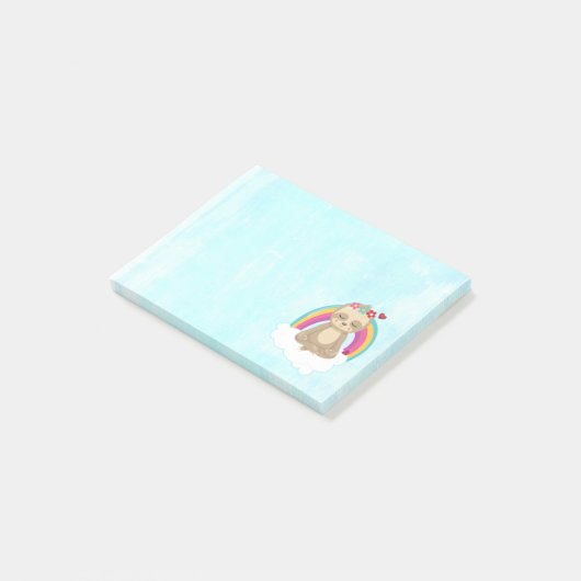 Cute Brown Sloth, Meditating on a Cloud Post-it® Notes (Schuin)