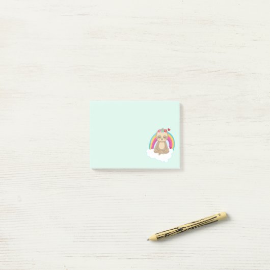 Cute Brown Sloth, Meditating on a Cloud Post-it® Notes (Op bureau)