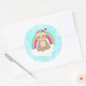 Cute Brown Sloth, Meditating on a Cloud Ronde Sticker (Envelop)