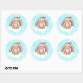 Cute Brown Sloth, Meditating on a Cloud Ronde Sticker (Vel)