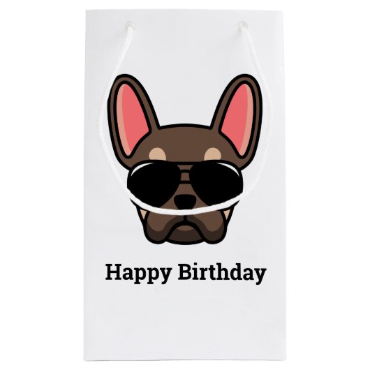 Cute Brown Tan French Bulldog Small Gift Bag Klein Cadeauzakje (Achterkant)