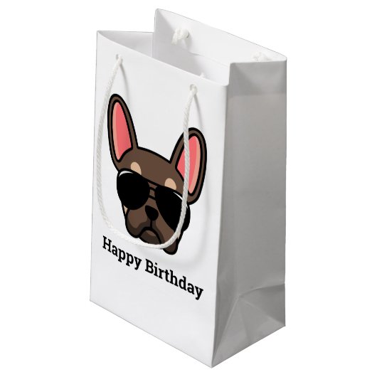 Cute Brown Tan French Bulldog Small Gift Bag Klein Cadeauzakje (Achterkant Gekanteld)