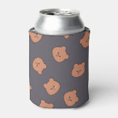 Cute Brown Teddy Bear Face Pattern Dark Blue Blikjeskoeler (Blikje Voorkant)