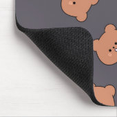 Cute Brown Teddy Bear Face Pattern Dark Blue Muismat (Hoek)