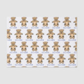 Cute Brown Teddy Bear Pattern Naam Tissuepapier (Voorkant)
