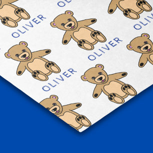 Cute Brown Teddy Bear Pattern Naam Tissuepapier