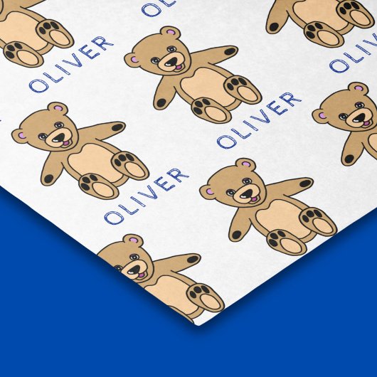 Cute Brown Teddy Bear Pattern Naam Tissuepapier