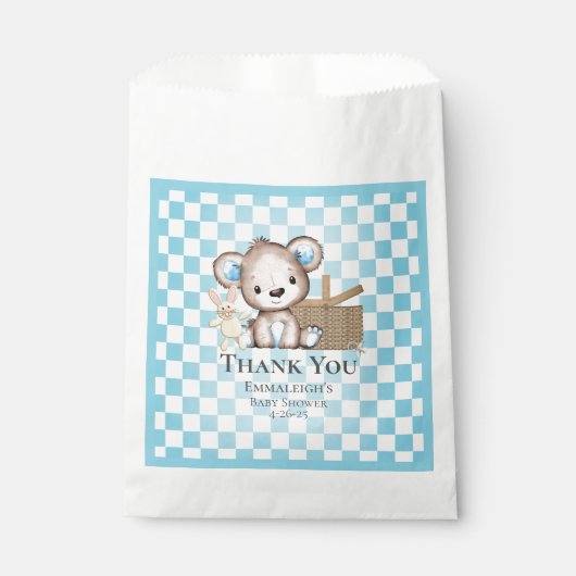 Cute Brown Teddy Bear Picnic Baby shower Bedankzakje (Voorkant)