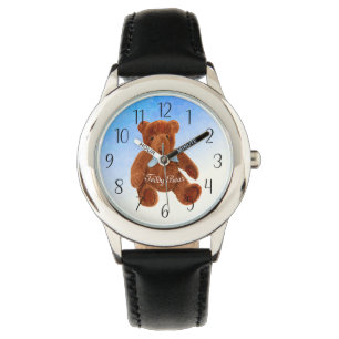 Cute Brown Teddy Bear Waterverf Artwork Watch Horloge
