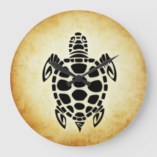 Cute Brown Tribal Tortoise Turtle Grote Klok