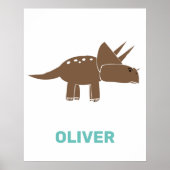 Cute Brown Triceratops dinosaur voor kinderen Dino Poster (Voorkant)