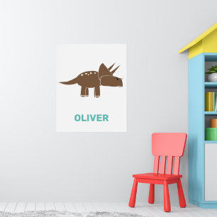 Cute Brown Triceratops dinosaur voor kinderen Dino Poster