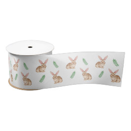 Cute Brown Watercolor Easter Bunny And Greenery Lint