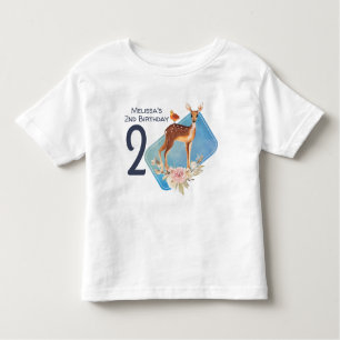 Cute Brown Waterverf Deer Rustic Birthday Kinder Shirts