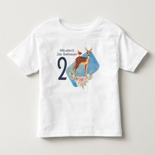 Cute Brown Waterverf Deer Rustic Birthday Kinder Shirts (Voorkant)