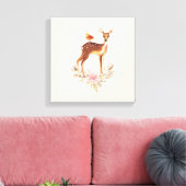 Cute Brown Waterverf Deer Rustic Canvas Afdruk (Insitu (Woonkamer))