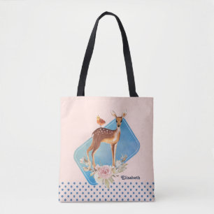 Cute Brown Waterverf Deer Rustic Draagtas