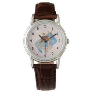 Cute Brown Waterverf Deer Rustic Elegance Horloge