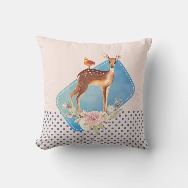Cute Brown Waterverf Deer Rustic Elegance Kussen (Voorkant)