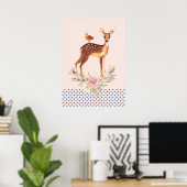 Cute Brown Waterverf Deer Rustic Elegance Poster (Thuiskantoor)