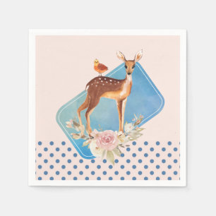 Cute Brown Waterverf Deer Rustic Elegance Servet