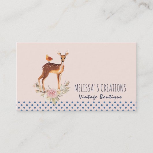 Cute Brown Waterverf Deer Rustic Elegance Visitekaartje (Voorkant)