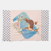 Cute Brown Waterverf Deer Rustic Theedoek (Horizontaal)