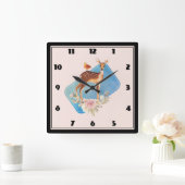 Cute Brown Waterverf Deer Rustic Vierkante Klok (Huis)