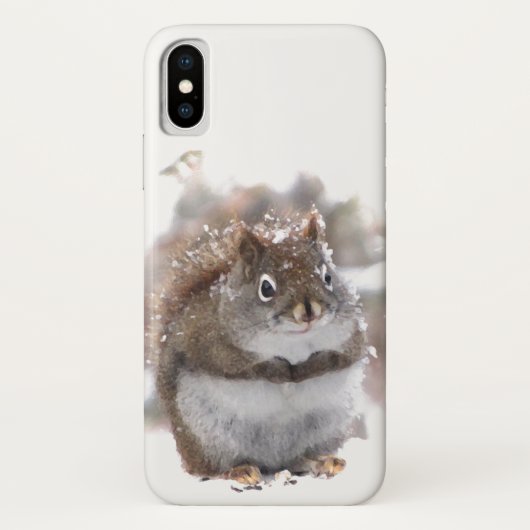 Cute Brown White Squirrel Animal iPhone X Hoesje (Achterkant)