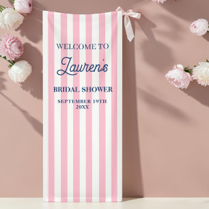 Cute Bruiloftsfeest Roze Gestreepte Welkom Spandoek
