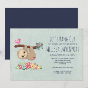 Cute Bruine Luiaard die Ondersteboven Hangt Baby S Kaart