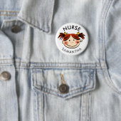 Cute Brunette Cartoon Nurse Name Ronde Button 5,7 Cm (In situ)