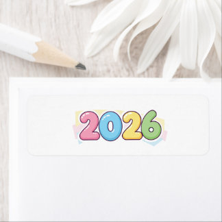 Cute Bubble 2026 Typography – Candy Gloss Pastel  Etiket