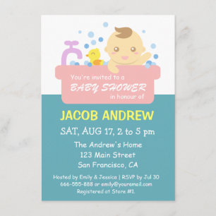 Cute Bubble Bath Baby Boy Shower Kaart
