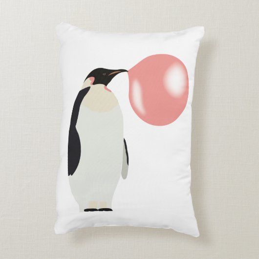 Cute Bubble Gum Penguin Blowble Bubble Accent Kussen (Achterkant (Verticaal))