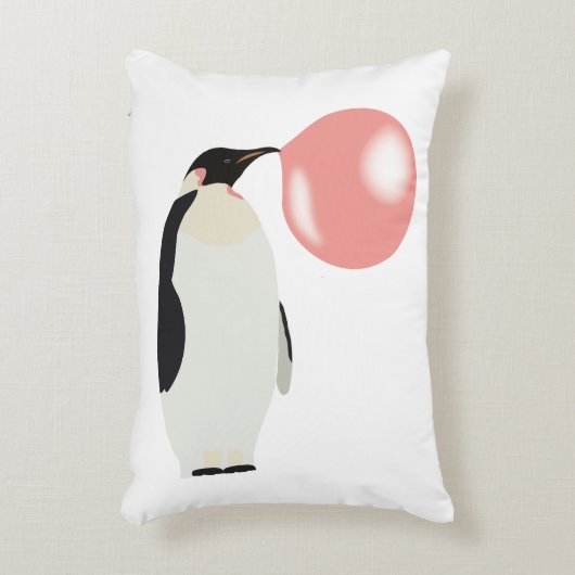 Cute Bubble Gum Penguin Blowble Bubble Accent Kussen (Voorkant(Verticaal))
