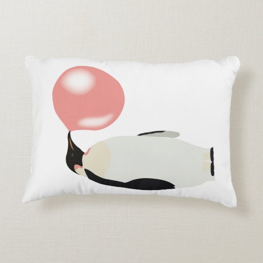 Cute Bubble Gum Penguin Blowble Bubble Accent Kussen (Achterkant)
