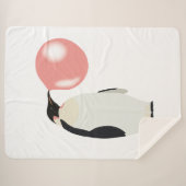 Cute Bubble Gum Penguin Blowble Bubble Sherpa Deken (Voorkant (horizontaal))