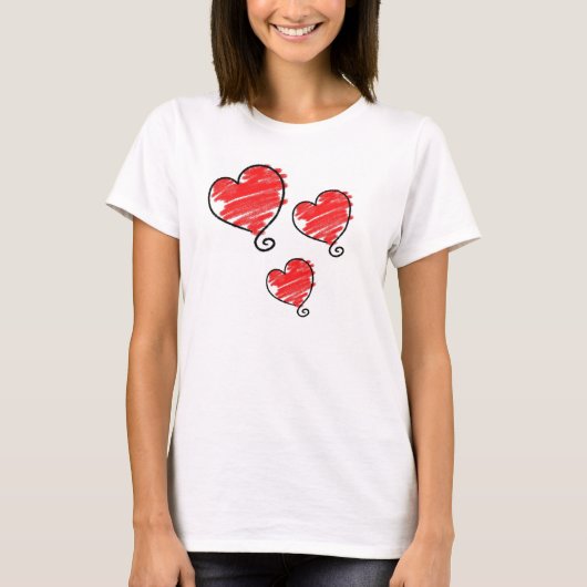 Cute Bubble Red Heart T-shirt (Voorkant)